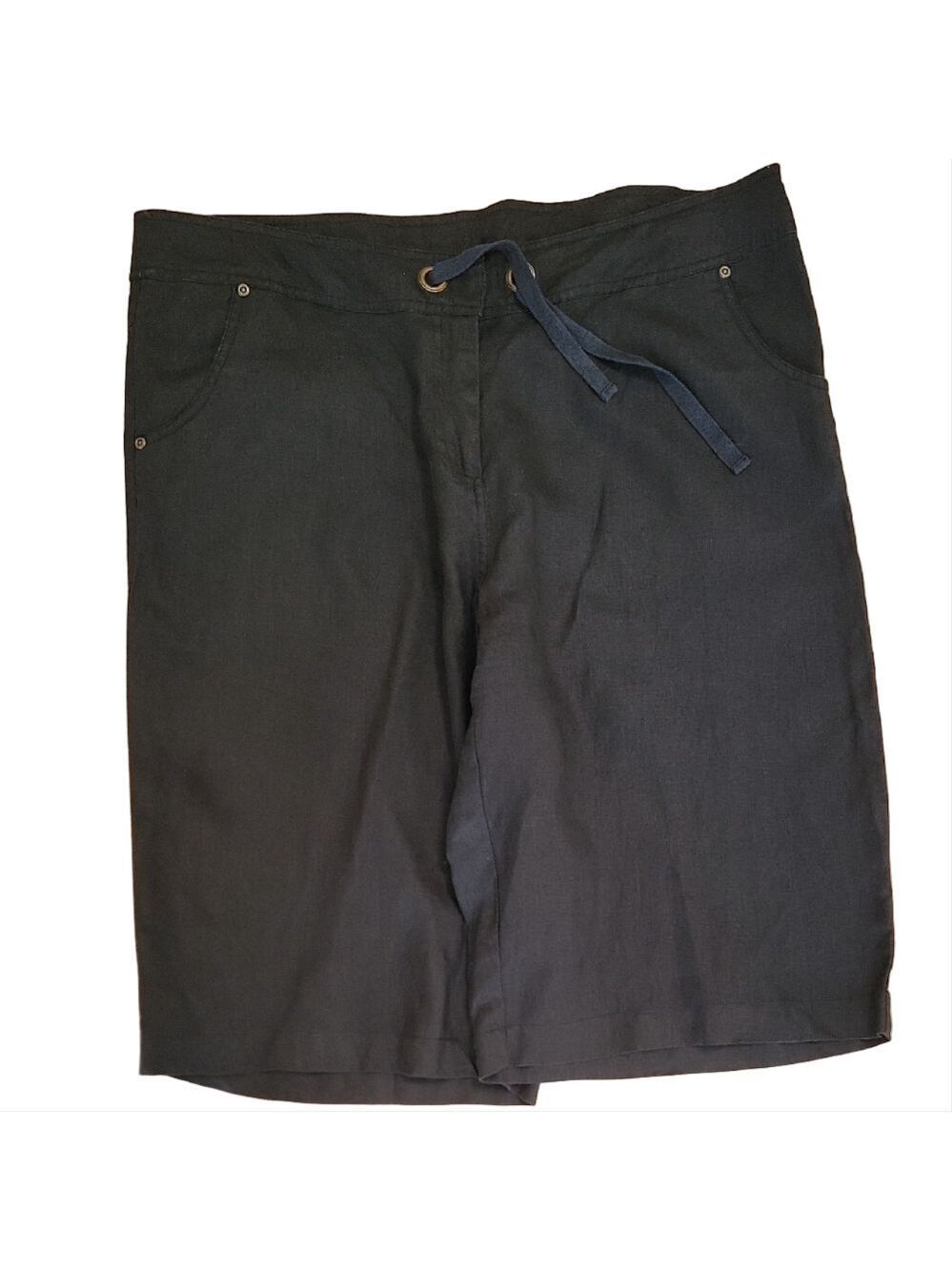 Autograph New York Black Linen Bermuda Shorts Size 16 EUC